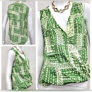 NWT Velvet by Graham & Spencer Zita Blouse in Green/White MSRP$160 Size XS